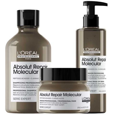 L'Oréal Professionnel - Absolut Repair Molecular Shampoo + Rinse-of Serum + Mask - Voordeelset