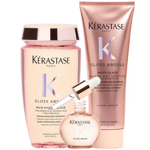 Kérastase - Gloss Absolu Shampoo + Conditioner + Haarolie - Voordeelset voor Lang en Pluizig Haar