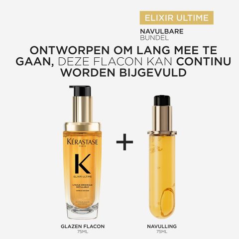 Kérastase - Elixir Ultime L'Huile Originale Navulbaar Haarolie 75 ml + Navulling 75 ml Voordeelset