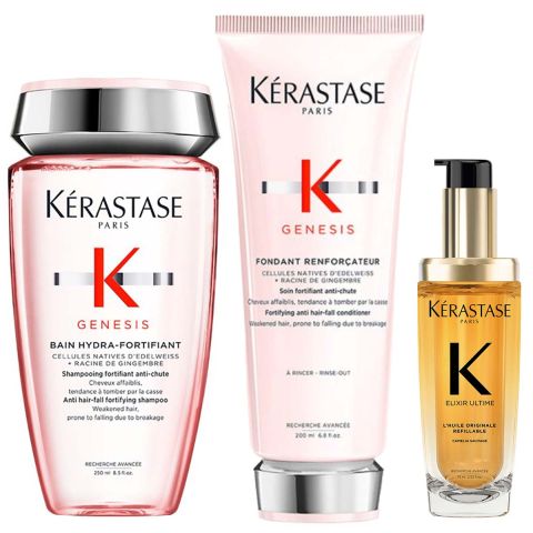 Kérastase - Genesis Shampoo + Conditioner + Elixir Ultime L'Huile Originale Haarolie Voordeelset Anti-Haaruitval